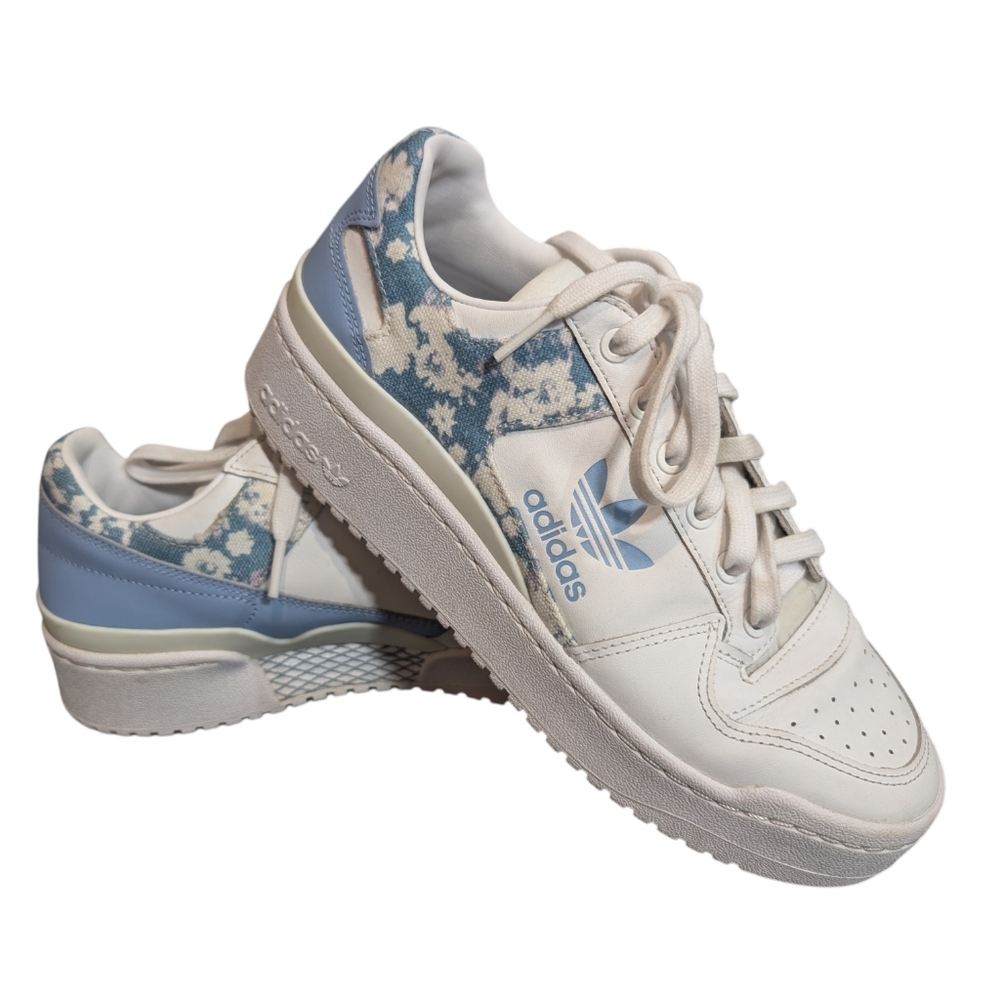Adidas Women's Blue and White Forum Low Floral - Ambient Sky Size US 8.5 UK‎ 7